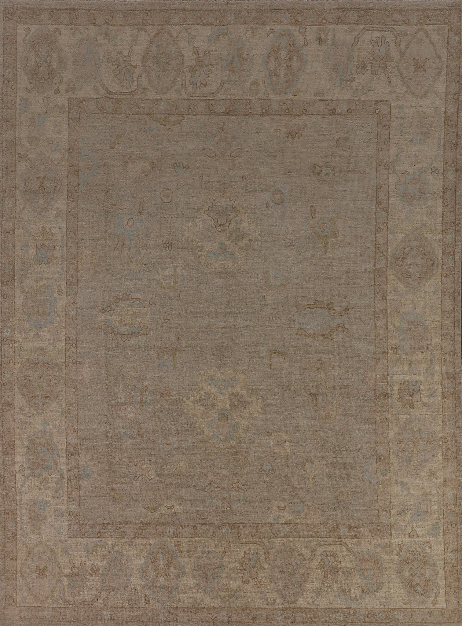 Earth Tone Wool Vegetable Dye Oushak Area Rug 8x10