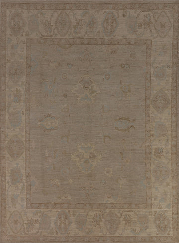 Earth Tone Wool Vegetable Dye Oushak Area Rug 8x10