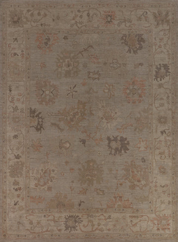 Earth Tone Wool Oushak Vegetable Dye Area Rug 8x10