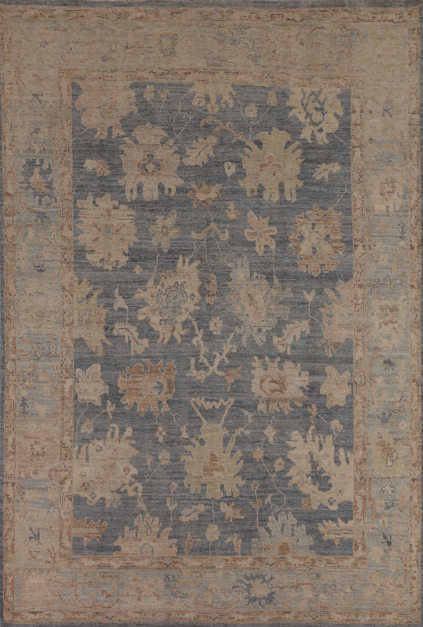 Vegetable Dye Blue Oushak Oriental Area Rug 6x9