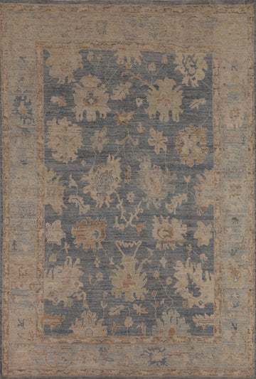 Vegetable Dye Blue Oushak Oriental Area Rug 6x9