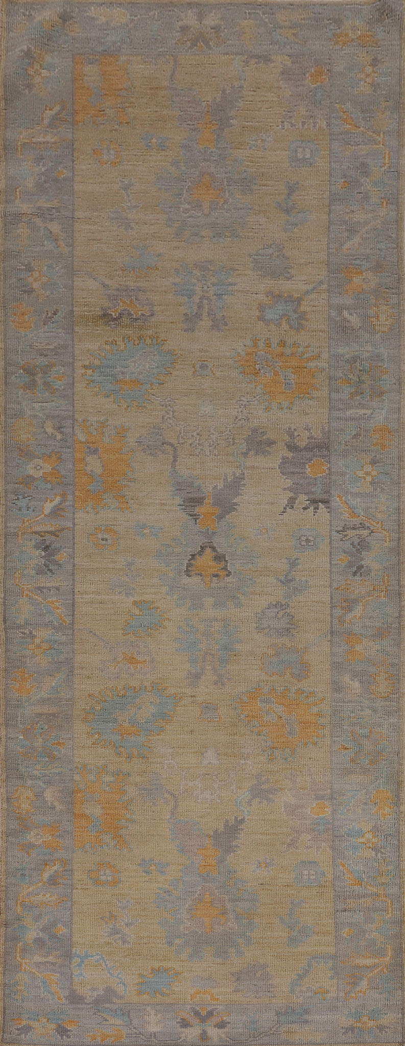 Handmade Wool Oushak Vegetable Dye Runner Rug 3x12