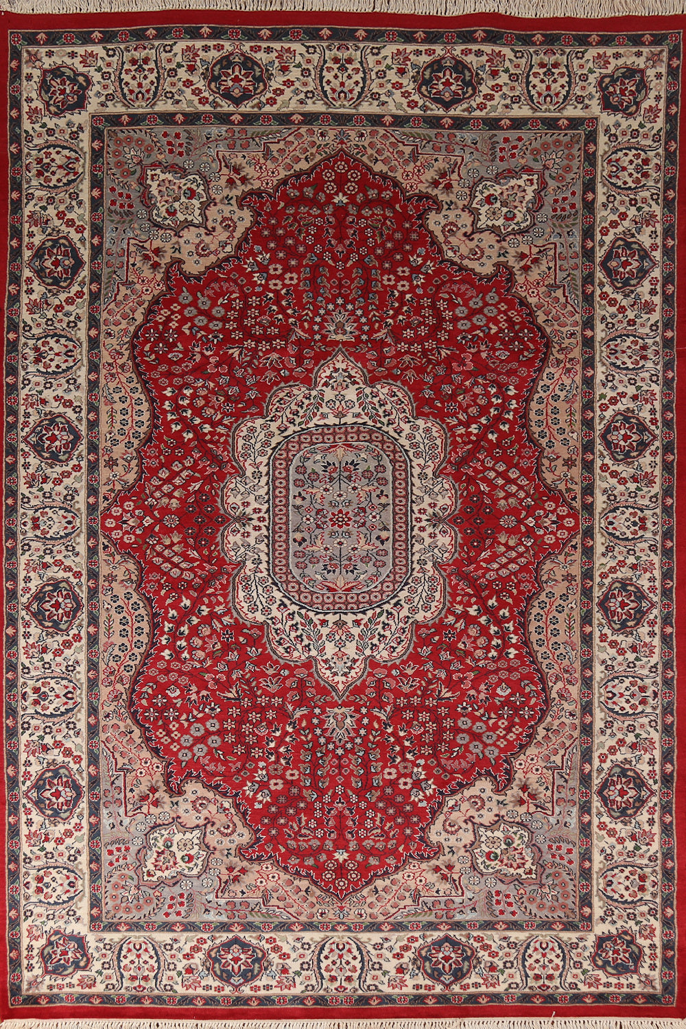 Floral Red Kashan Indian Area Rug 6x9