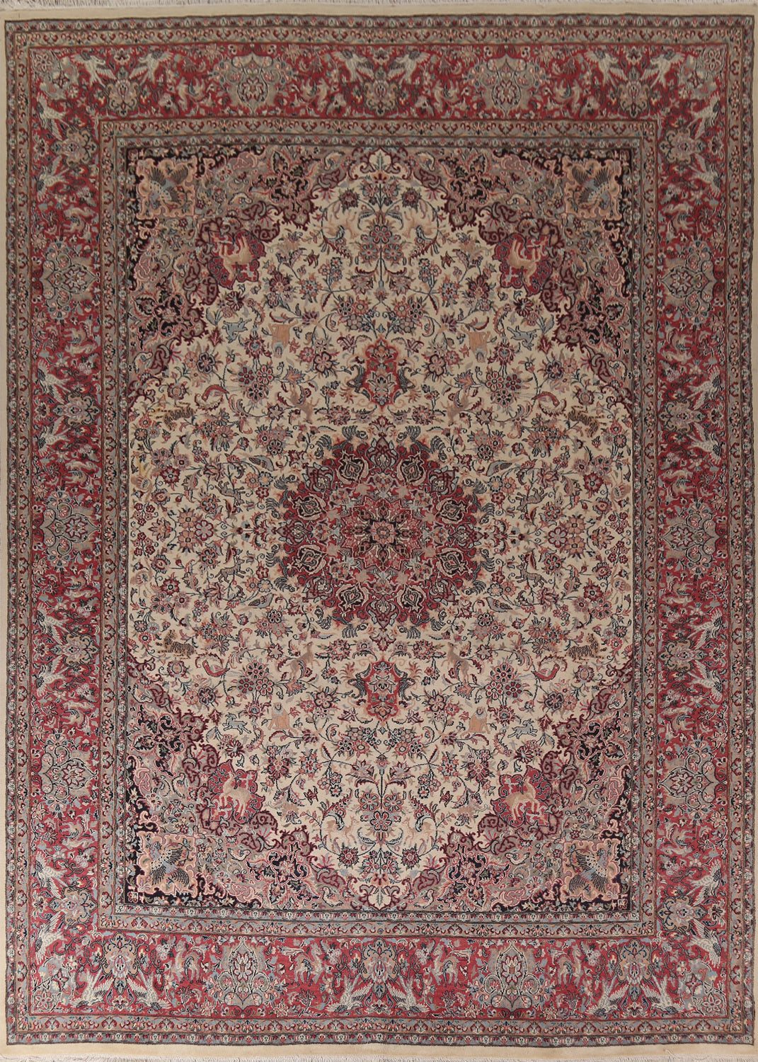 Vegetable Dye Wool Animals Qum Chinese Area Rug 9x12