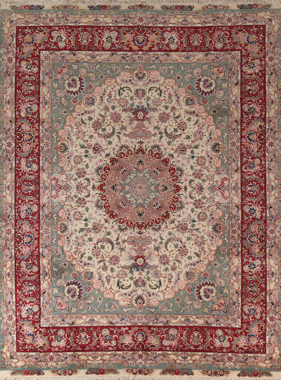 Vegetable Dye Ivory Tabriz Chinese Area Rug 8x11