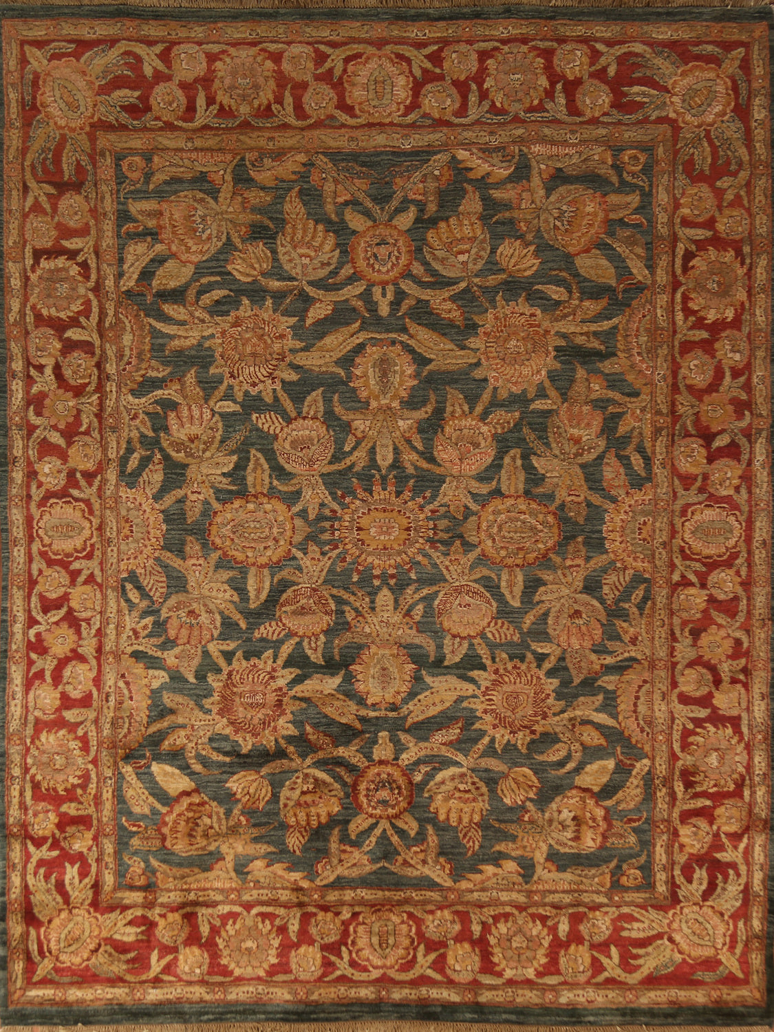 Floral Green Agra Indian Area Rug 8x10