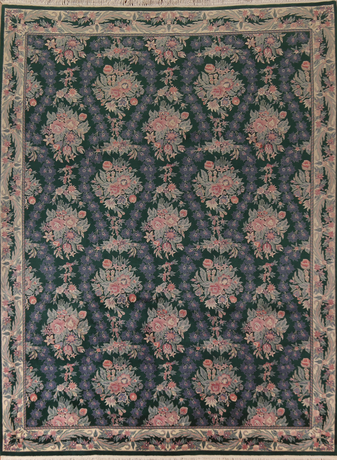 Vegetable Dye Green Aubusson Chinese Area Rug 9x12