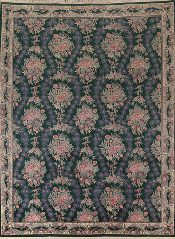 Vegetable Dye Green Aubusson Chinese Area Rug 9x12