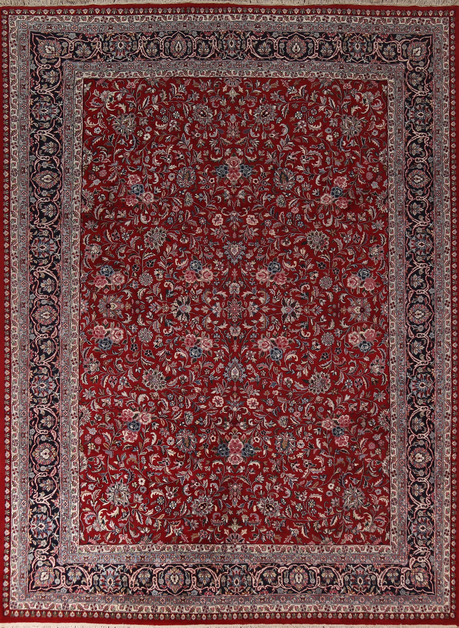 Vegetable Dye Red Kashan Indian Area Rug 9x12