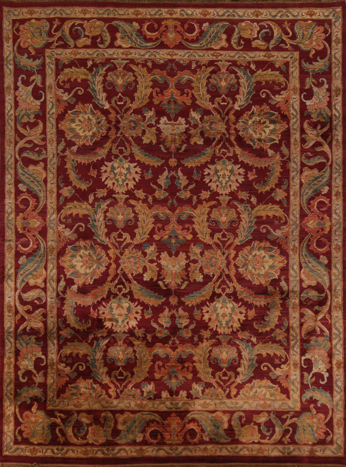 All-Over Floral Red Agra Indian Area Rug 8x10