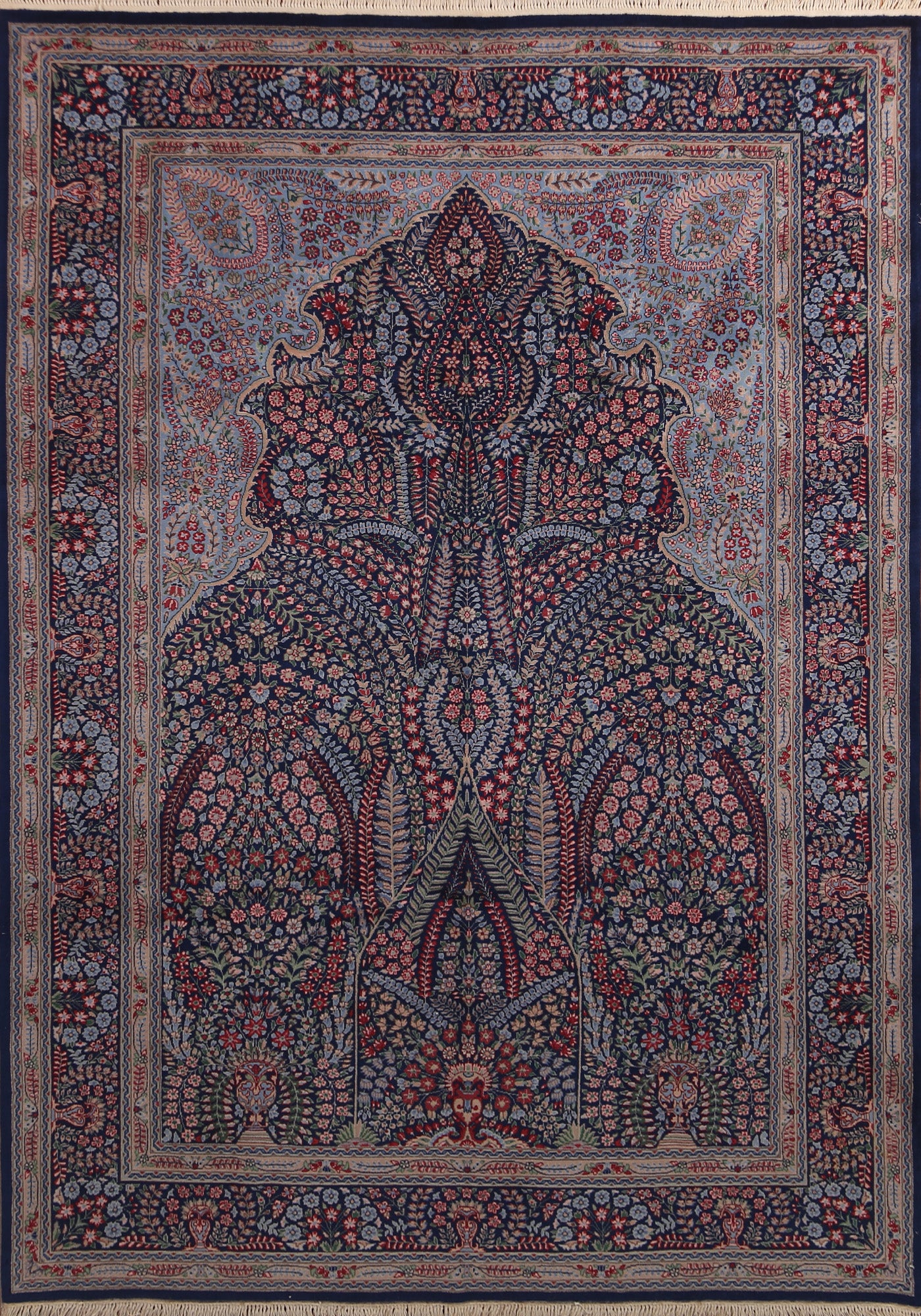 Vegetable Dye Blue Kerman Chinese Area Rug 7x10