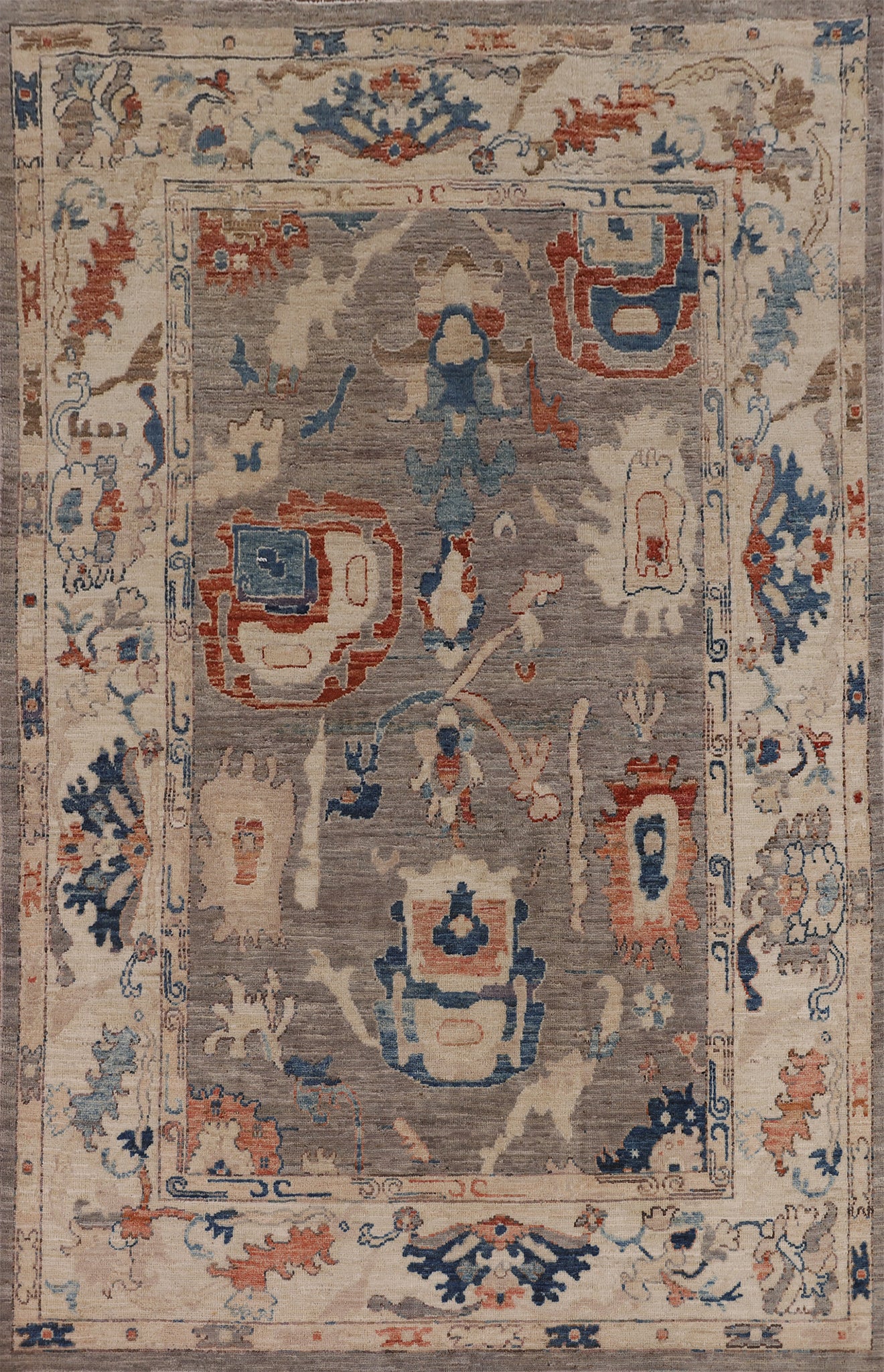 Vegetable Dye Oushak Turkish Area Rug 5x8