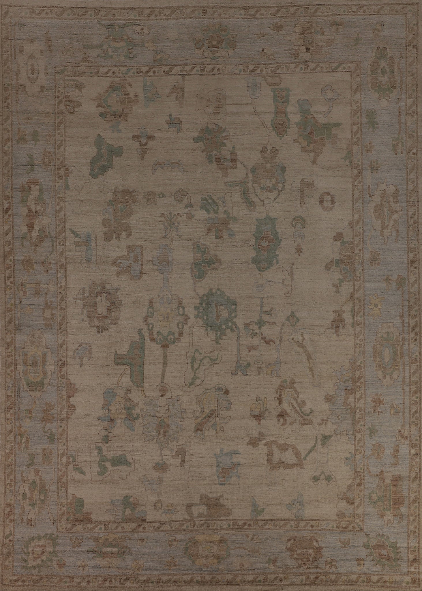 Vegetable Dye Oushak Turkish Area Rug 9x12