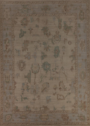 Vegetable Dye Oushak Turkish Area Rug 9x12