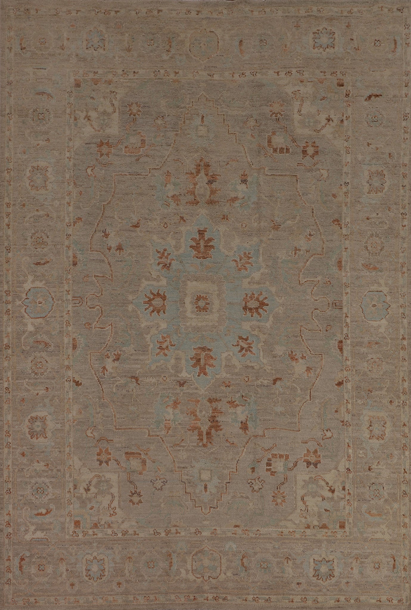 Vegetable Dye Wool Oushak Turkish Area Rug 6x9