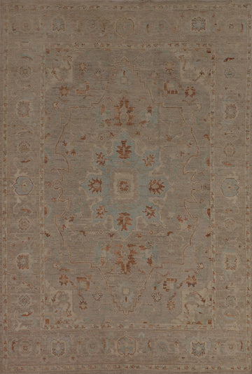 Vegetable Dye Wool Oushak Turkish Area Rug 6x9