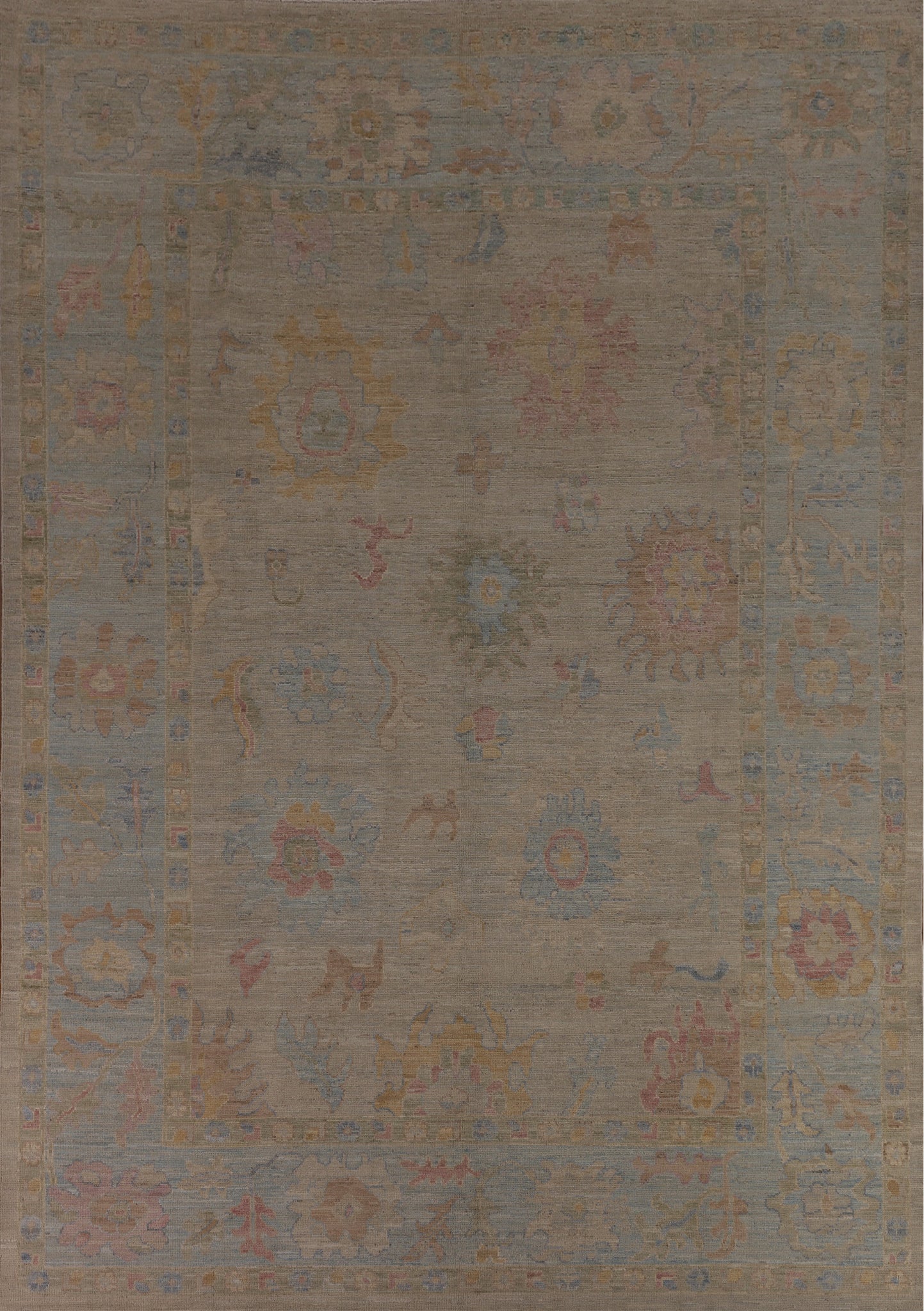 Vegetable Dye Oushak Turkish Area Rug 9x12