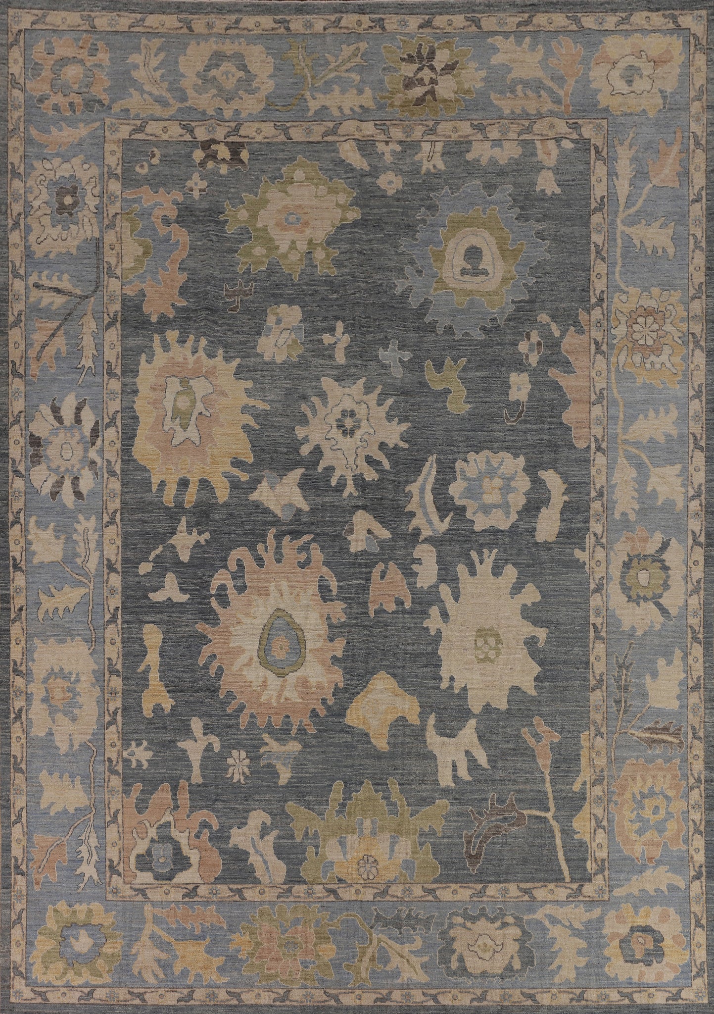 Vegetable Dye Oushak Turkish Area Rug 9x12