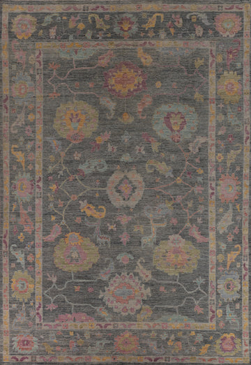 All-Over Gray Oushak Vegetable Dye Large Rug 10x14