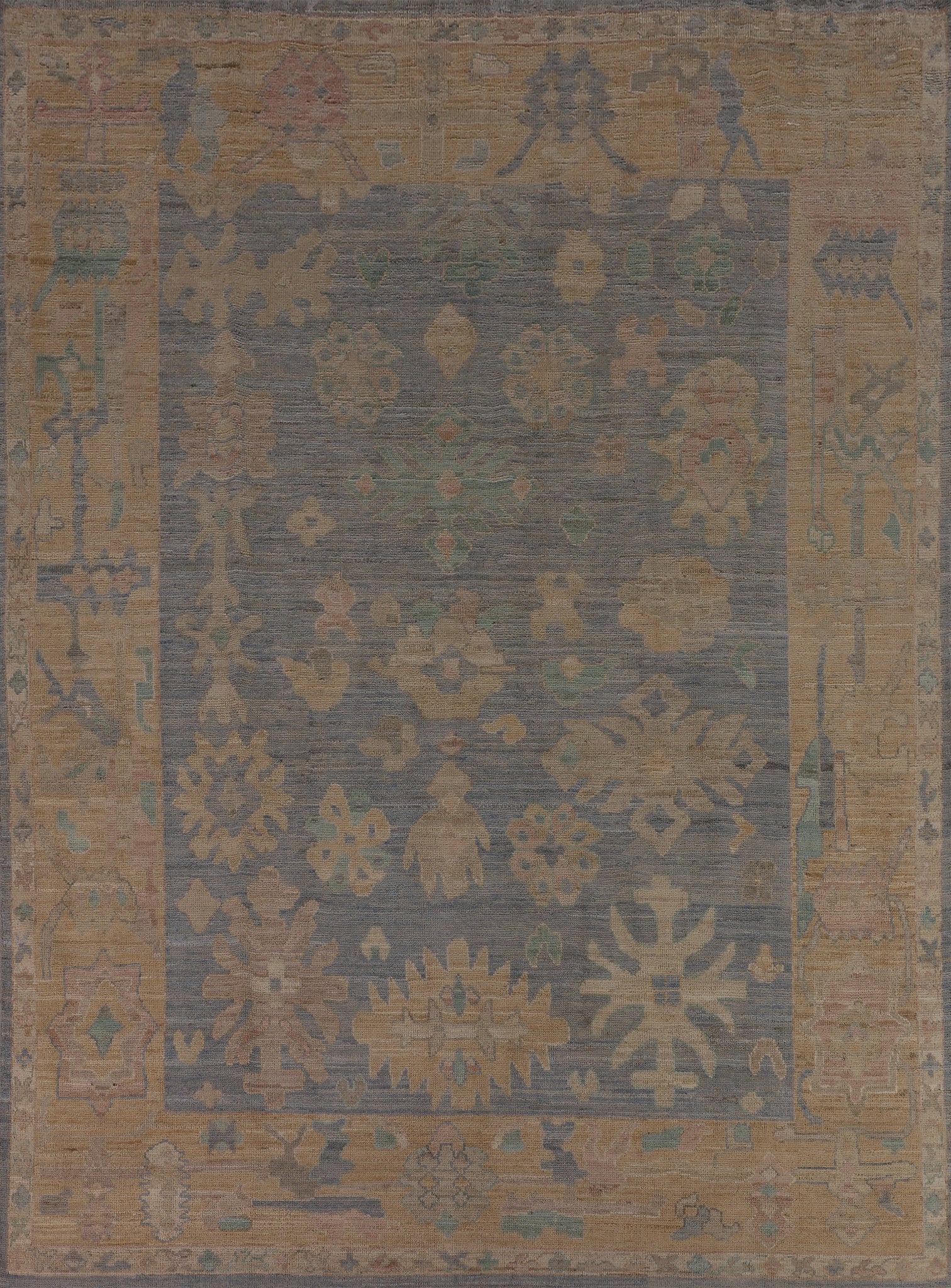 Vegetable Dye Blue Oushak Turkish Area Rug 8x10