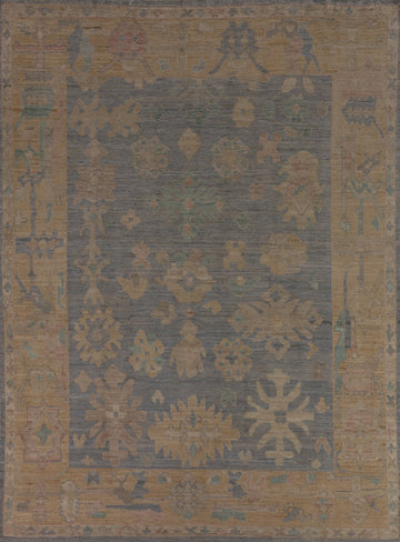 Vegetable Dye Blue Oushak Turkish Area Rug 8x10