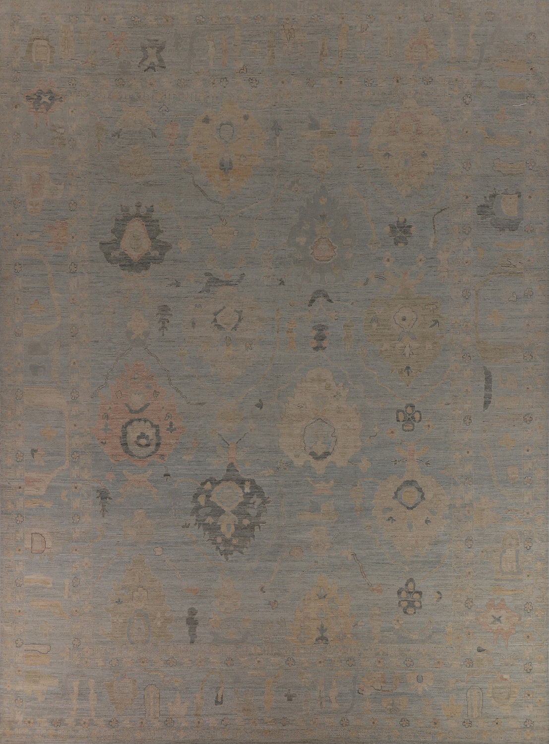 Vegetable Dye Oushak Turkish Large Rug 12x15