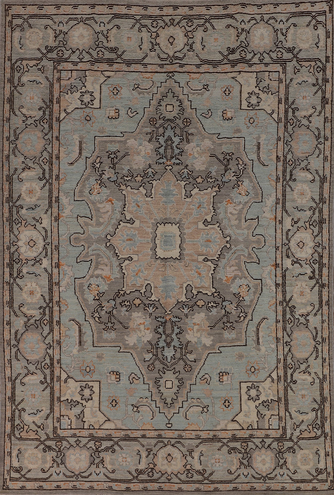 Vegetable Dye Oushak Turkish Area Rug 6x9
