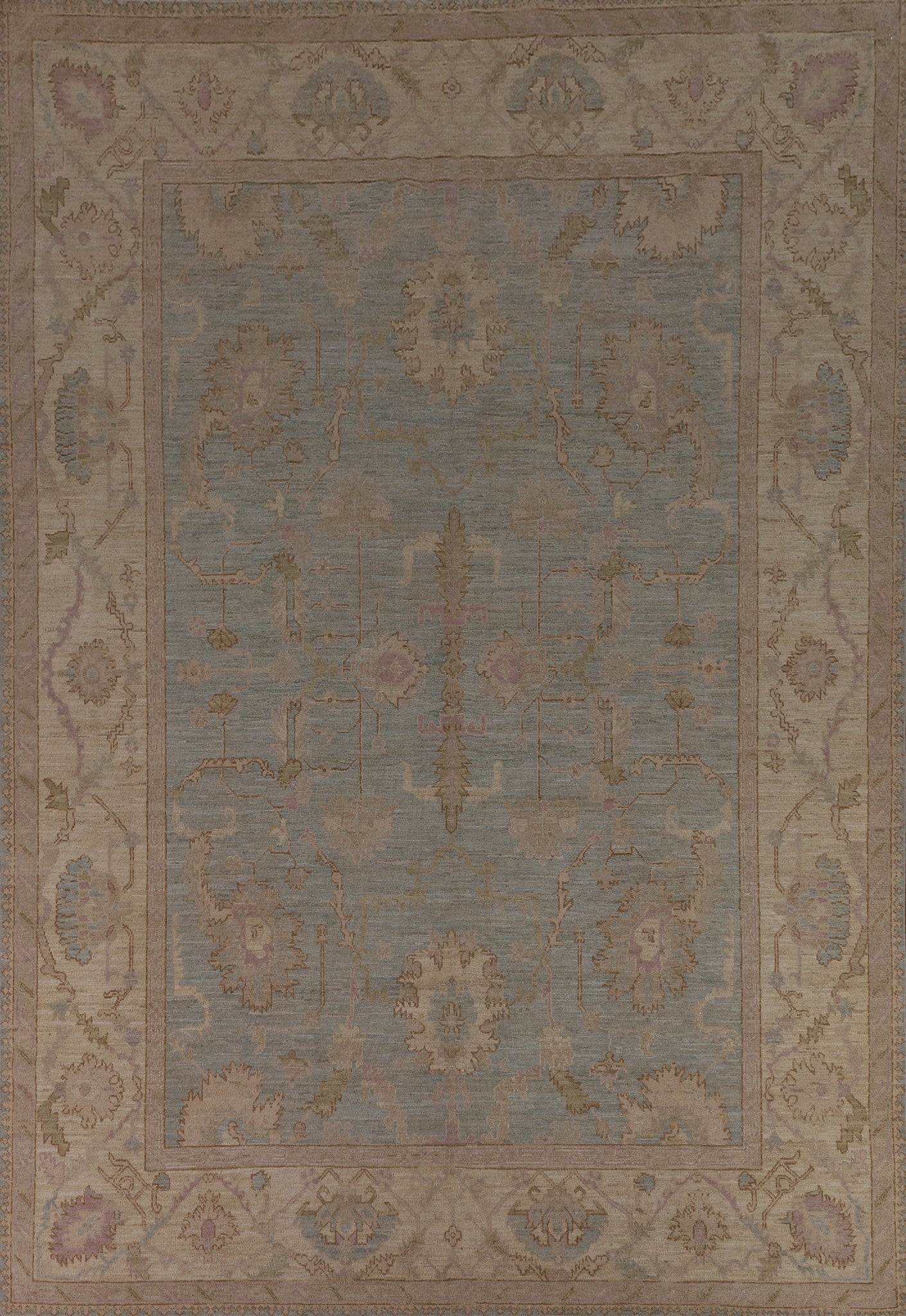 Vegetable Dye Oushak Turkish Area Rug 9x12