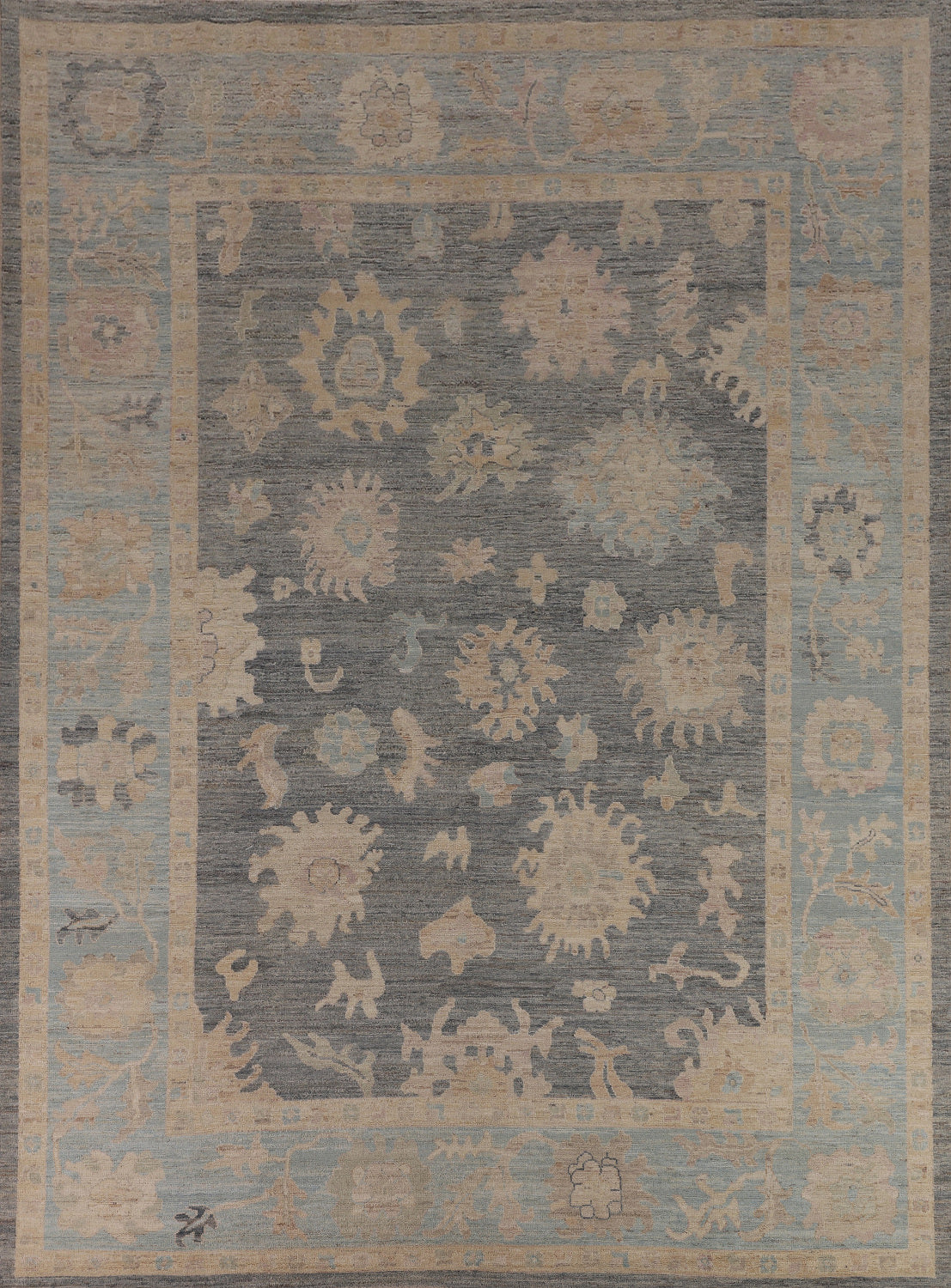 Vegetable Dye Oushak Turkish Area Rug 9x12