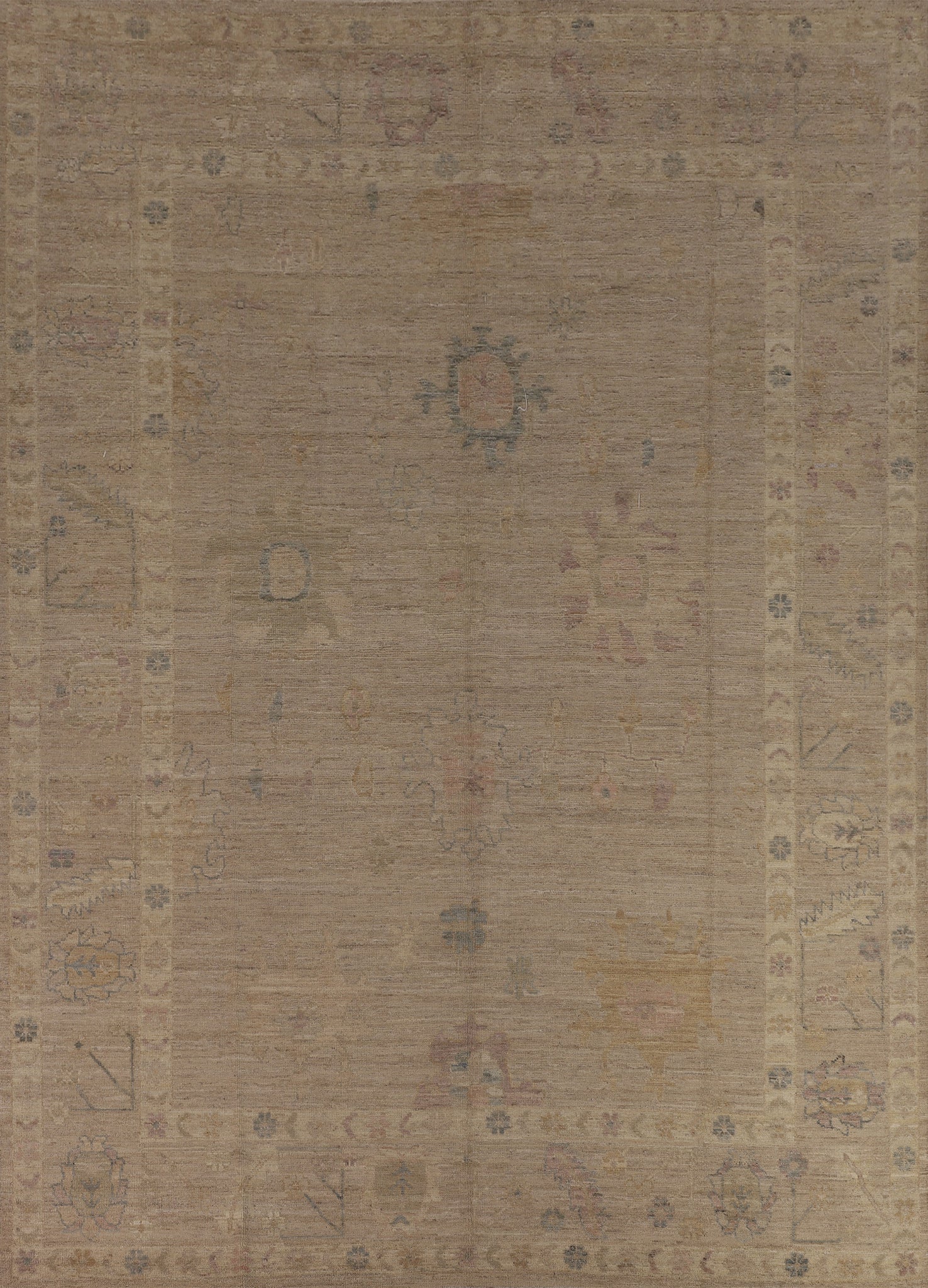 Vegetable Dye Oushak Turkish Area Rug 9x12