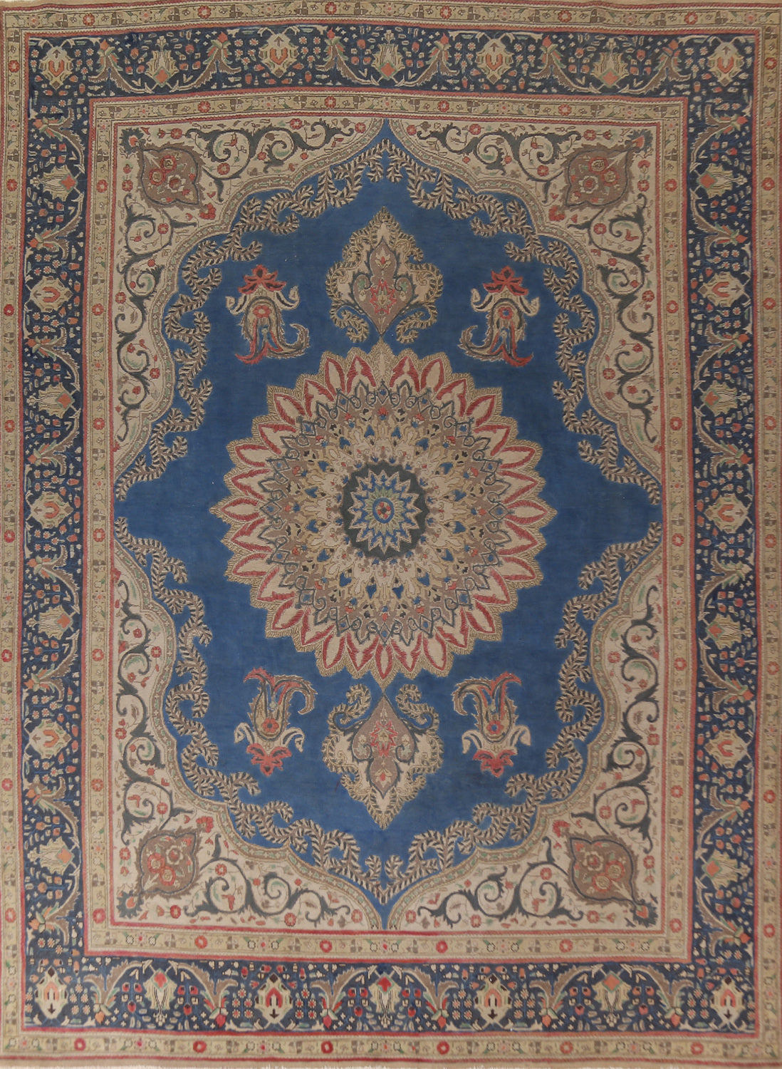 Handmade Blue Tabriz Persian Area Rug 10x13