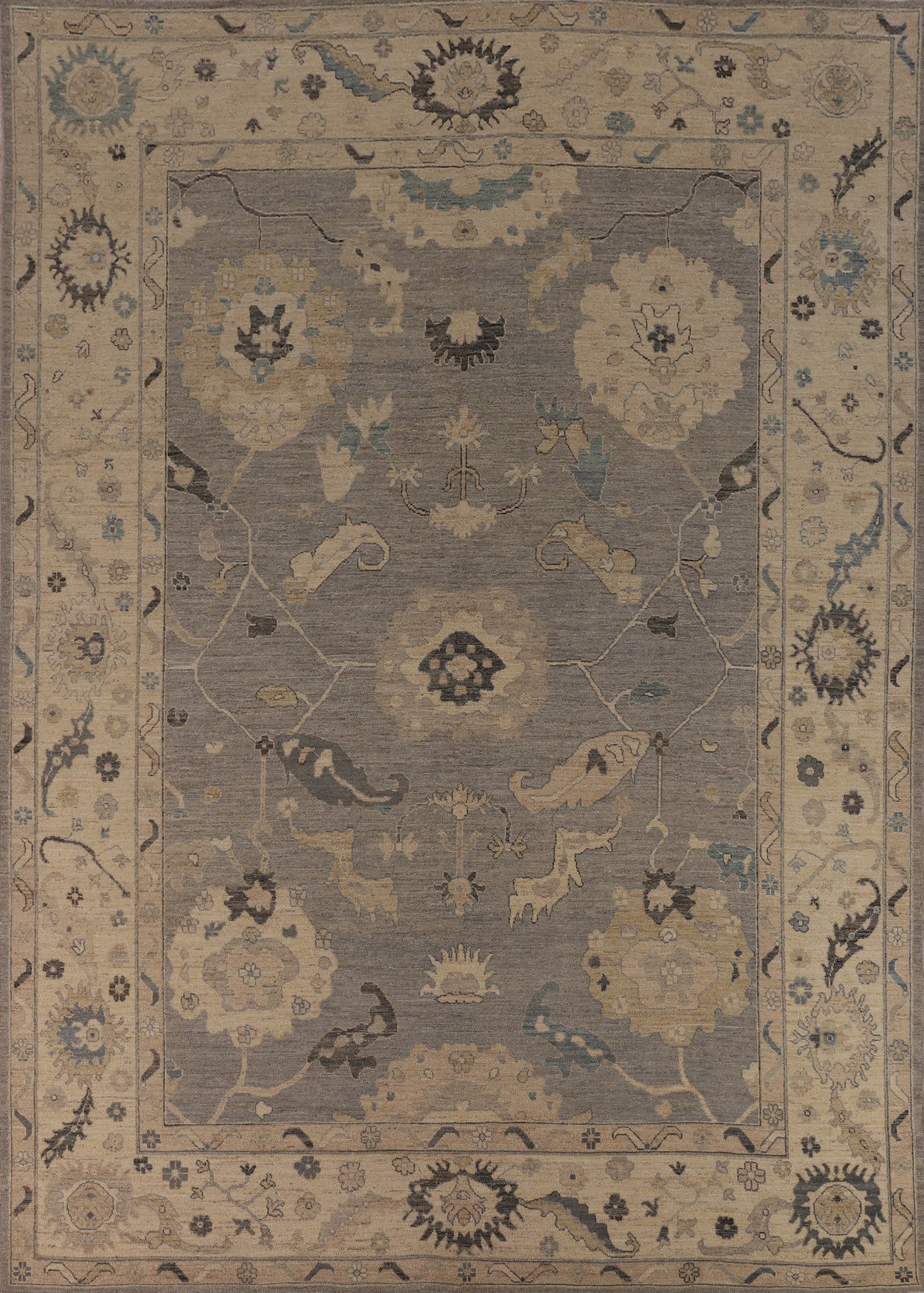 Vegetable Dye Oushak Turkish Area Rug 9x12