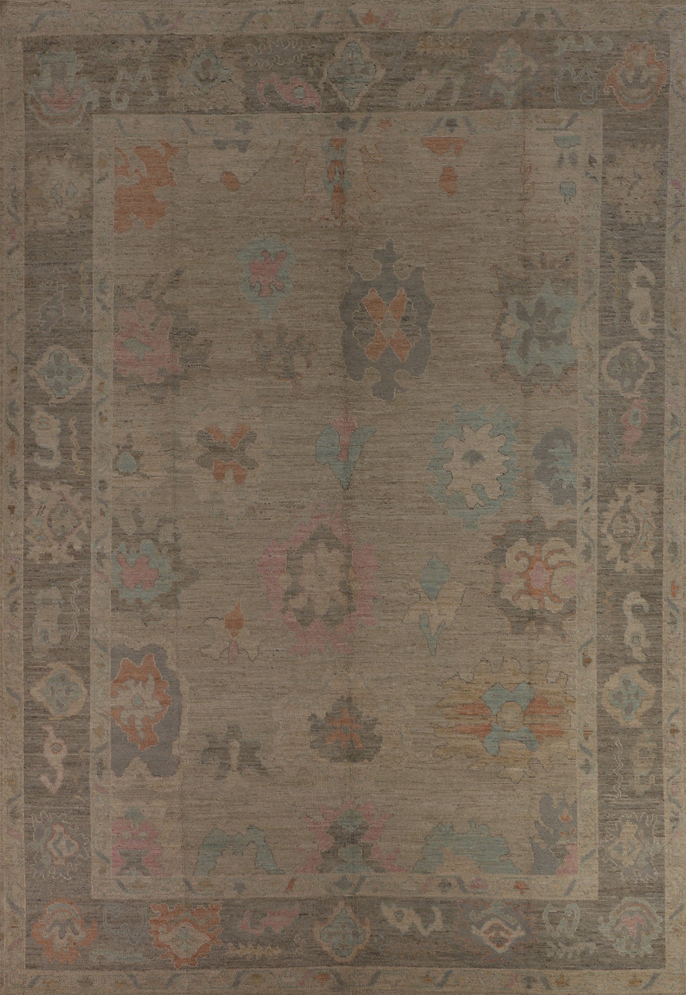 Vegetable Dye Oushak Turkish Area Rug 9x12