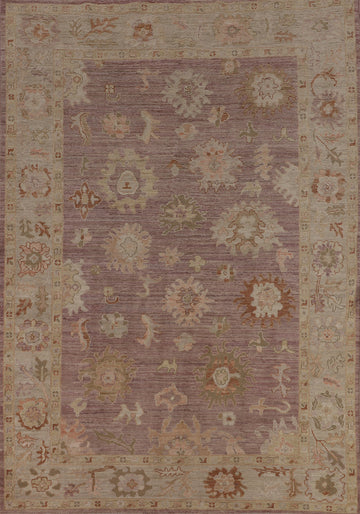 Vegetable Dye Brown Oushak Turkish Area Rug 6x9