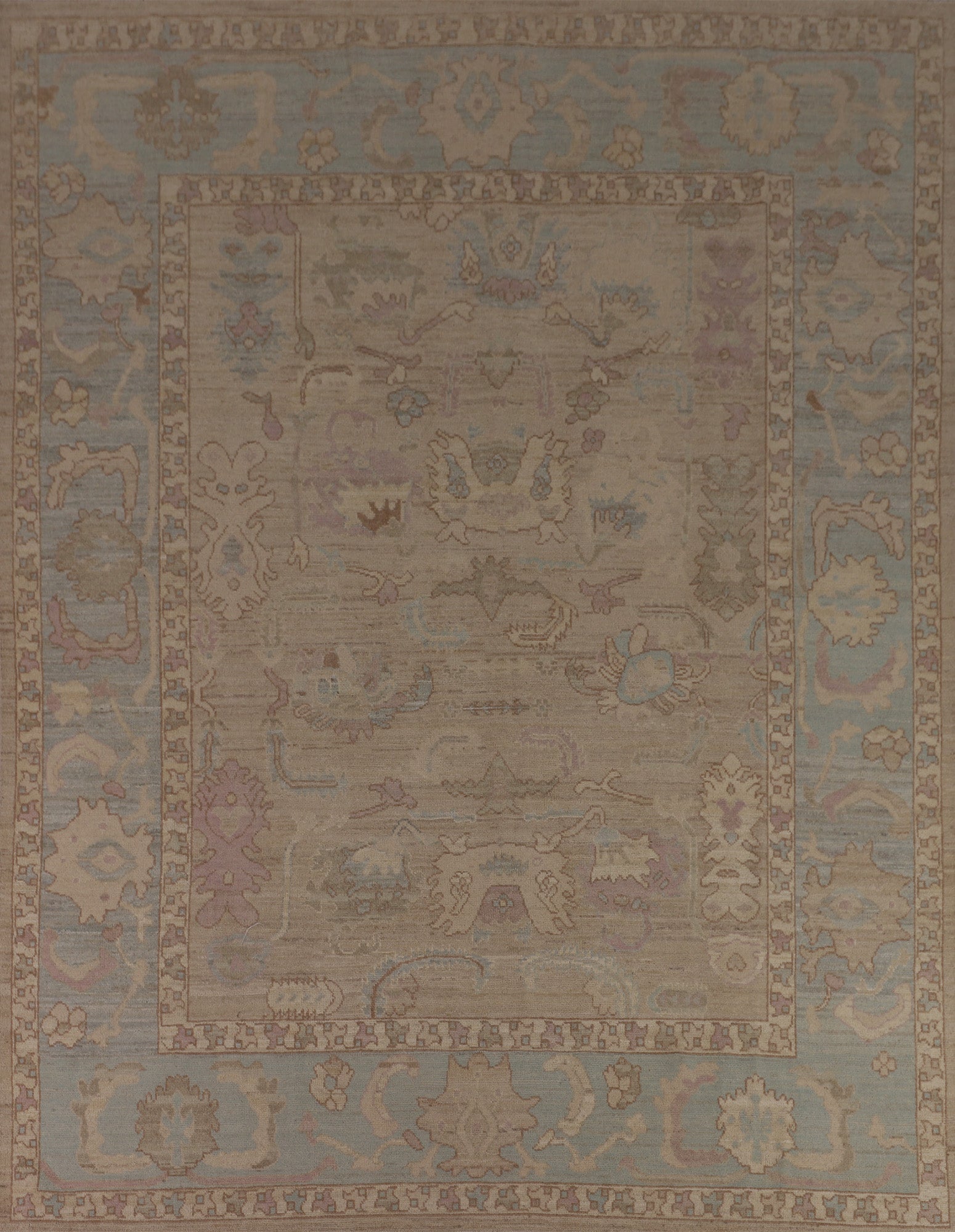 Vegetable Dye Wool Oushak Turkish Area Rug 8x10