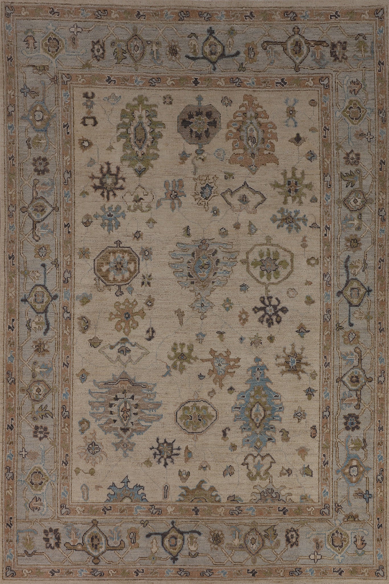 Vegetable Dye Oushak Turkish Area Rug 6x9