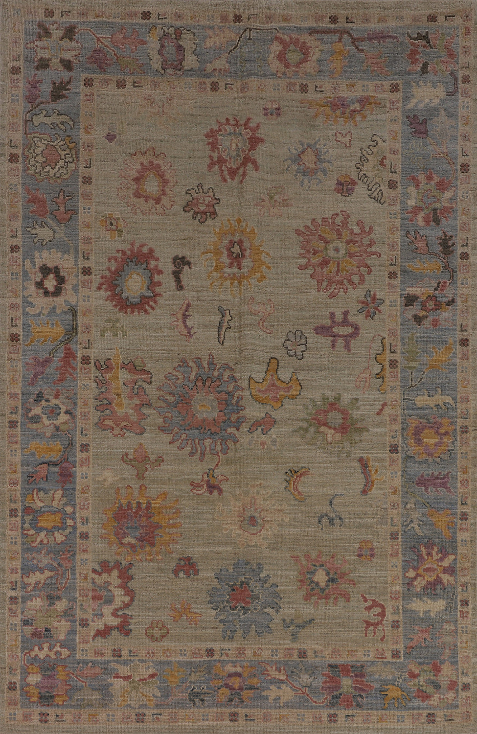 Vegetable Dye Oushak Turkish Area Rug 5x8