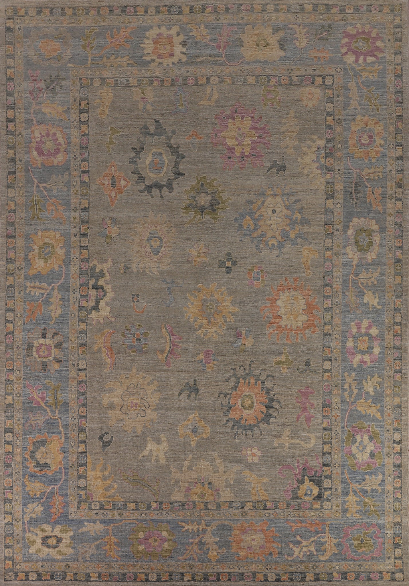 Vegetable Dye Oushak Turkish Large Rug 10x14