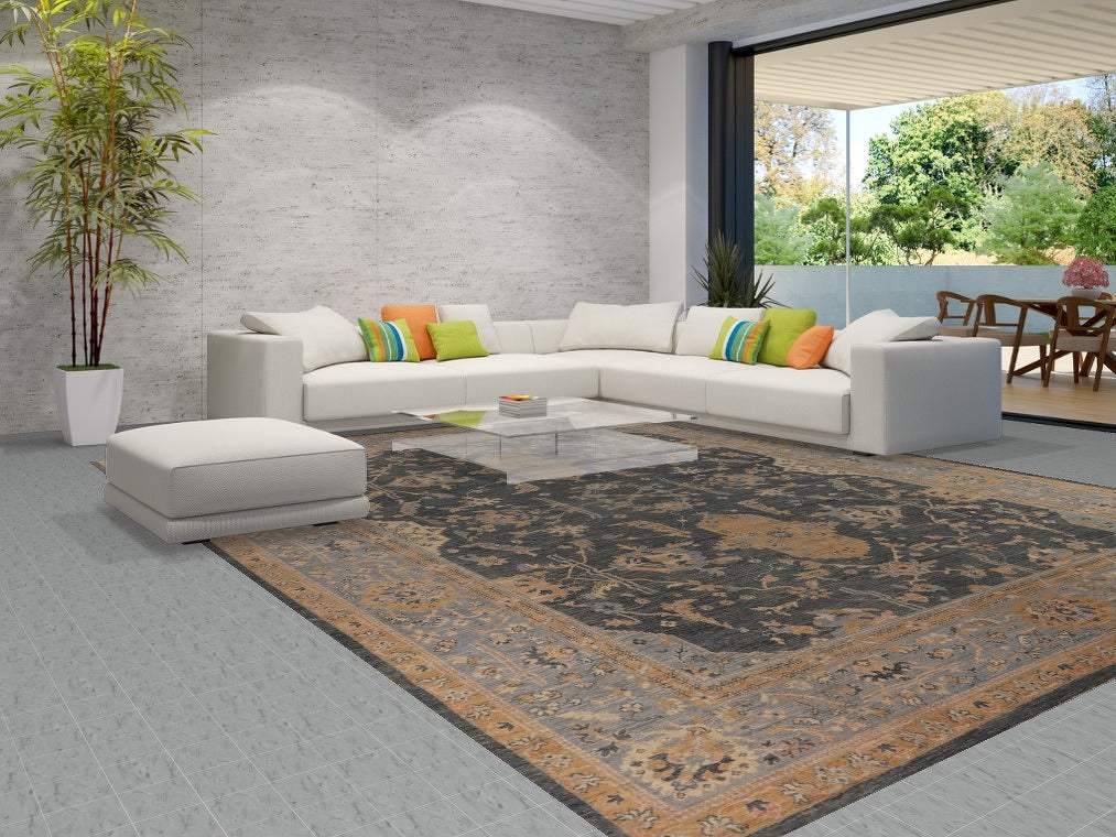 Vegetable Dye Oushak Turkish Large Rug 12x15