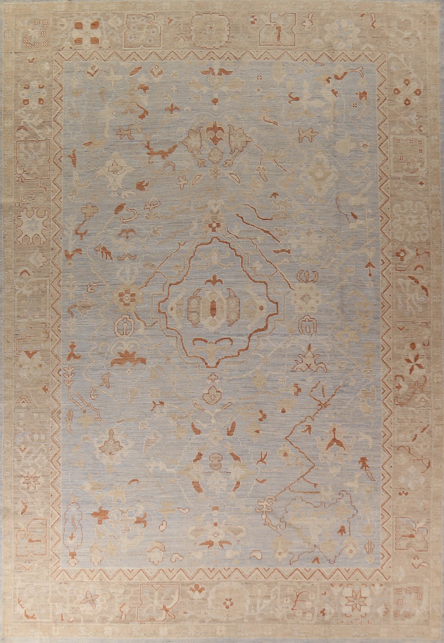 Vegetable Dye Oushak Turkish Large Rug 10x14
