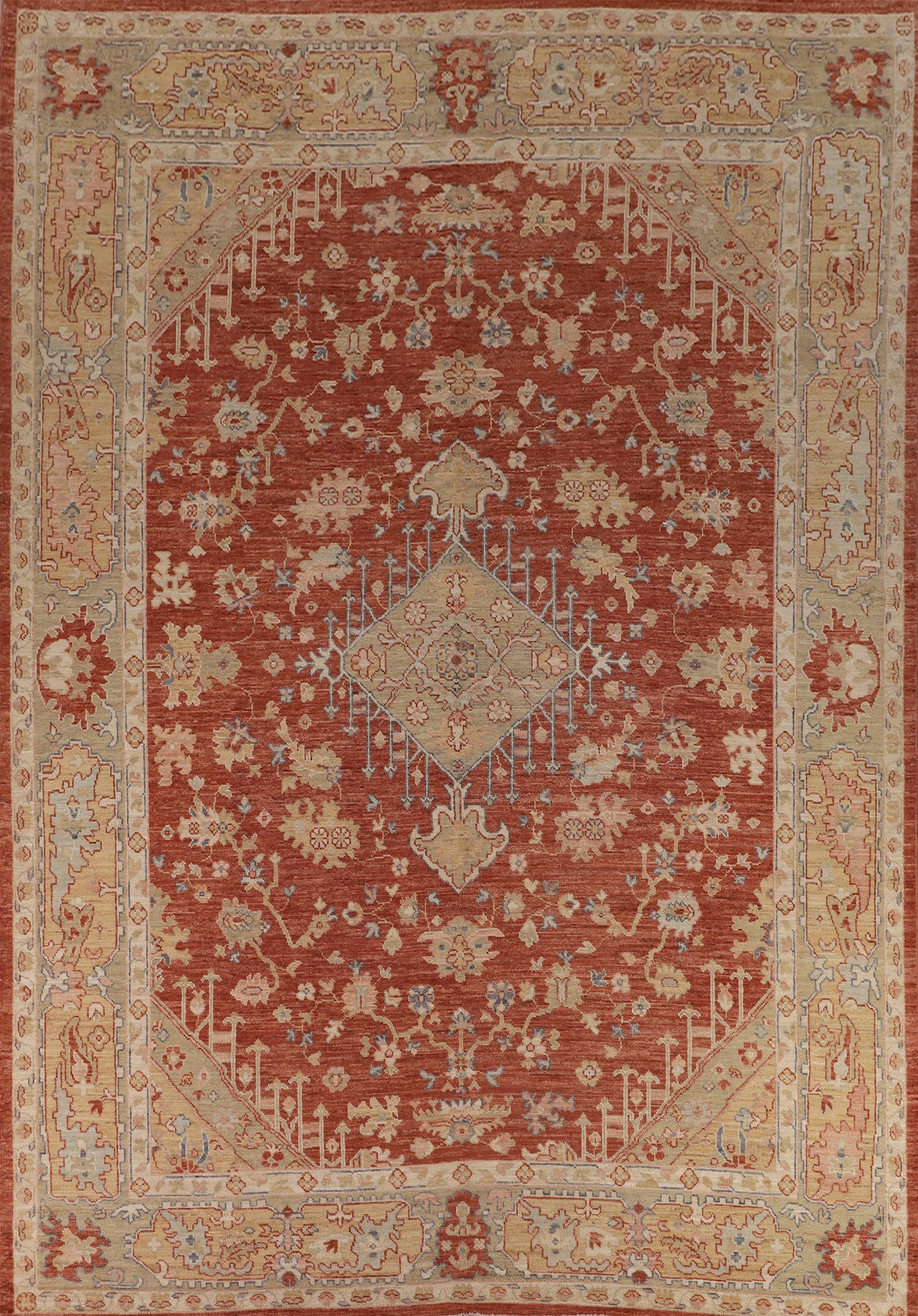 Vegetable Dye Oushak Turkish Large Rug 11x14