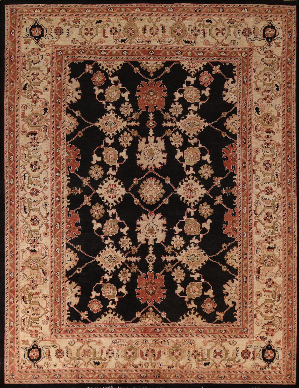 Handmade Black Peshawar Oriental Area Rug 8x10