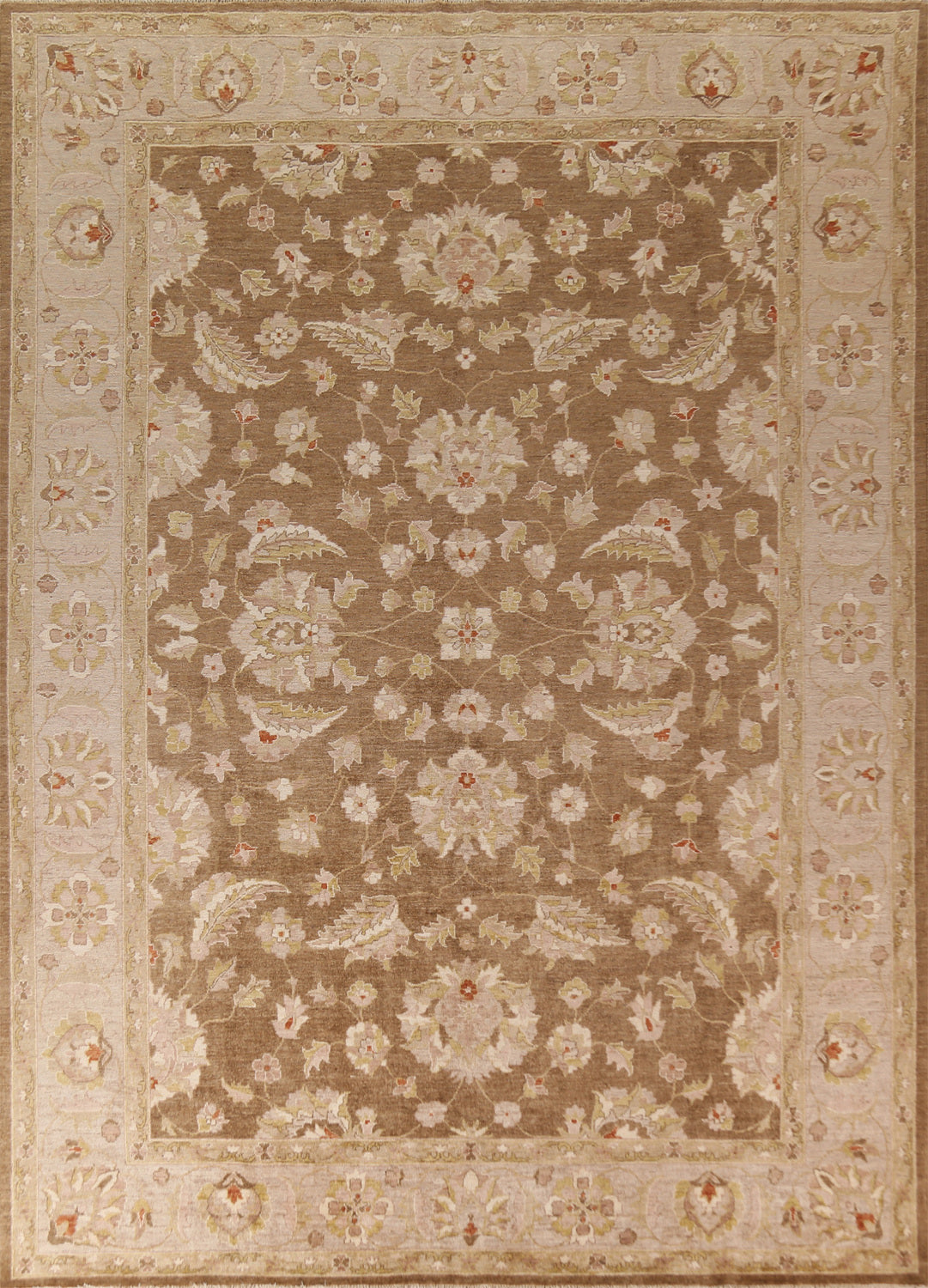 Vegetable Dye Brown Peshawar Oriental Area Rug 9x12