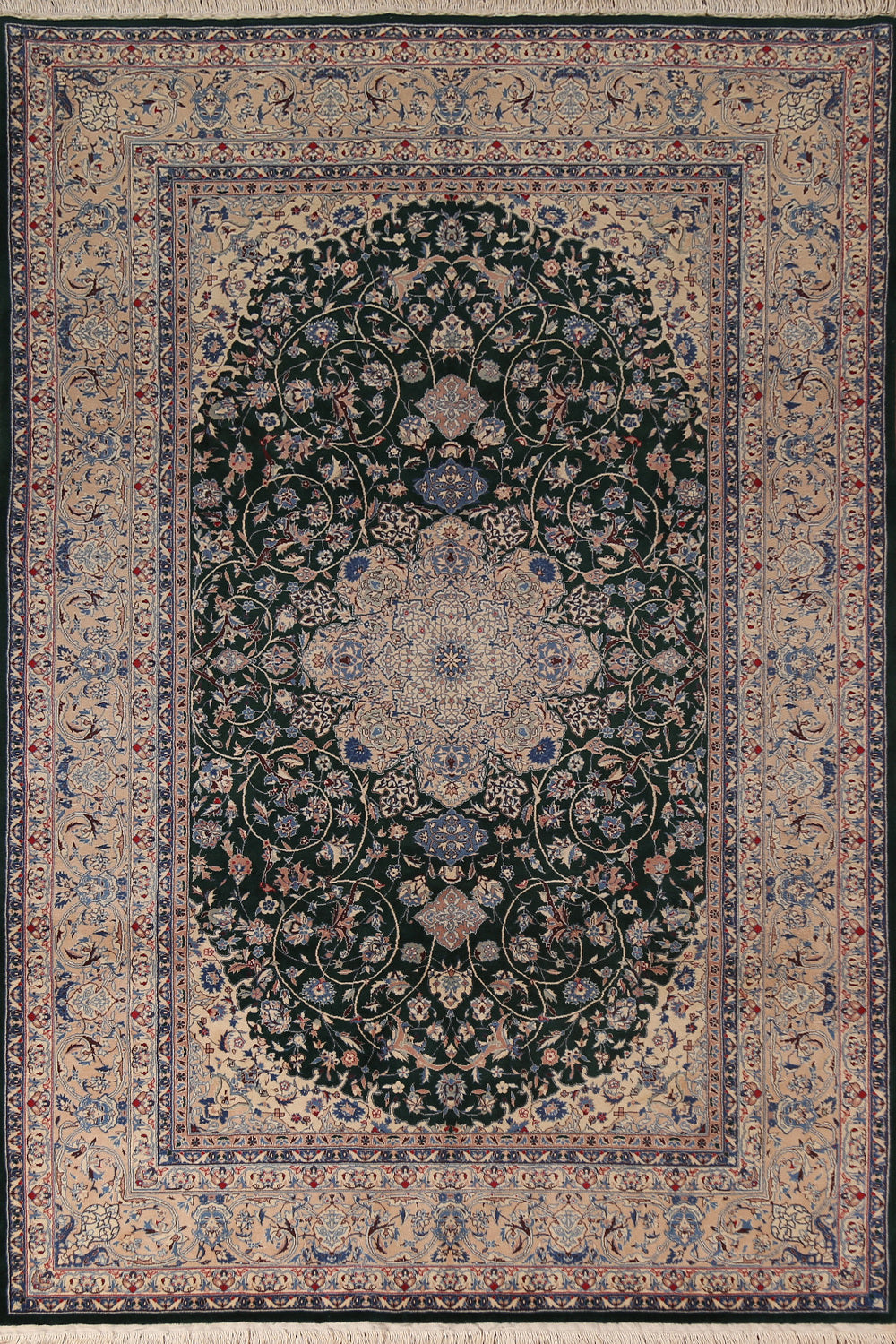Vegetable Dye Green Nain Chinese Area Rug 6x9