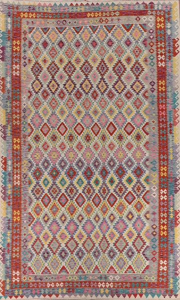 Flat Weave Geometric Kilim Oriental Large Rug 10x16