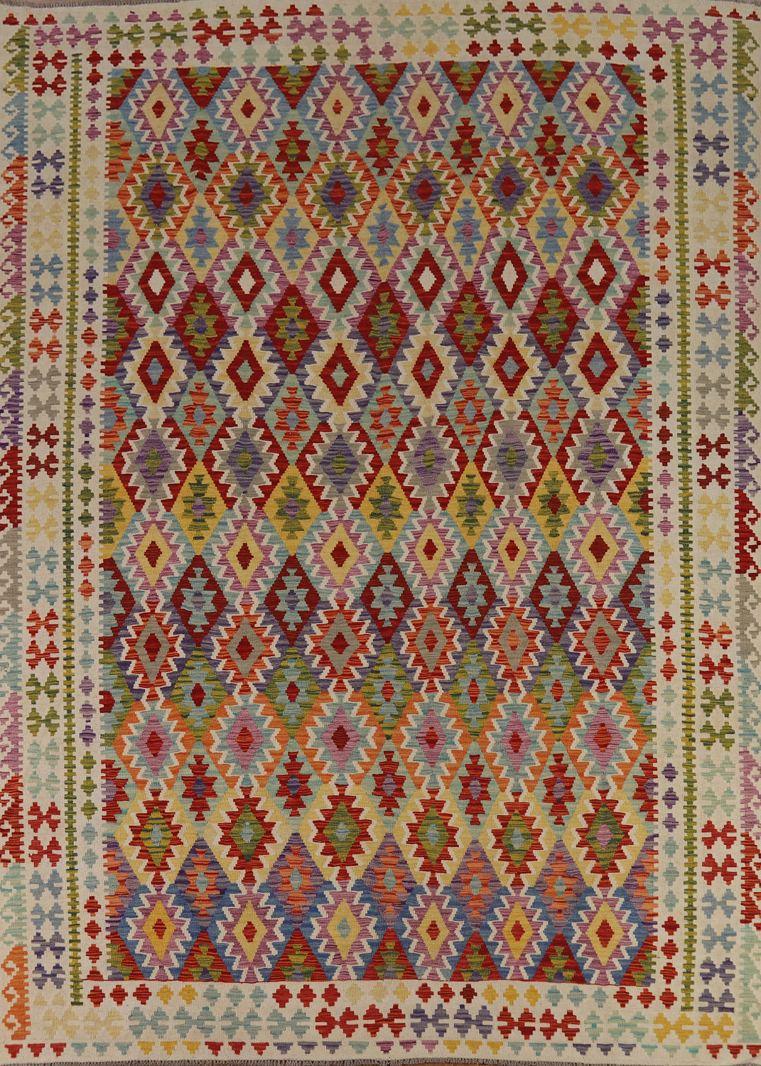 Reversible Wool Kilim Oriental Area Rug 9x11