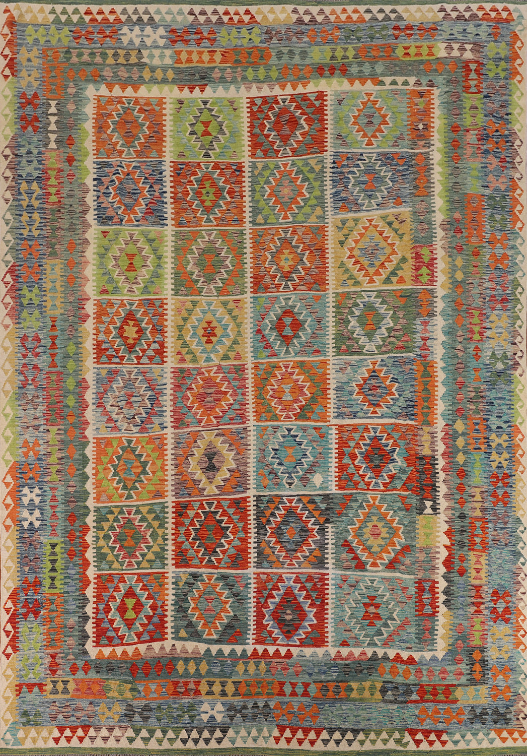 Geometric Colorful Kilim Oriental Area Rug 10x13