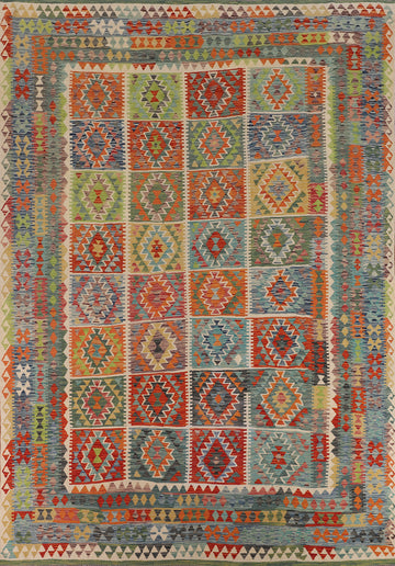 Geometric Colorful Kilim Oriental Area Rug 10x13