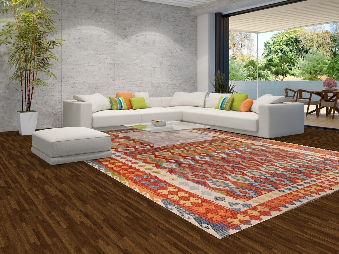 All-Over Geometric Kilim Oriental Large Rug 10x16