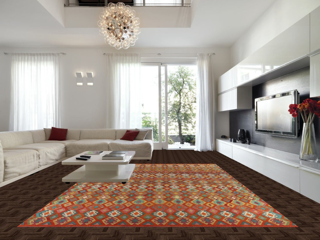 Multicolor Wool Kilim Oriental Large Rug 10x16